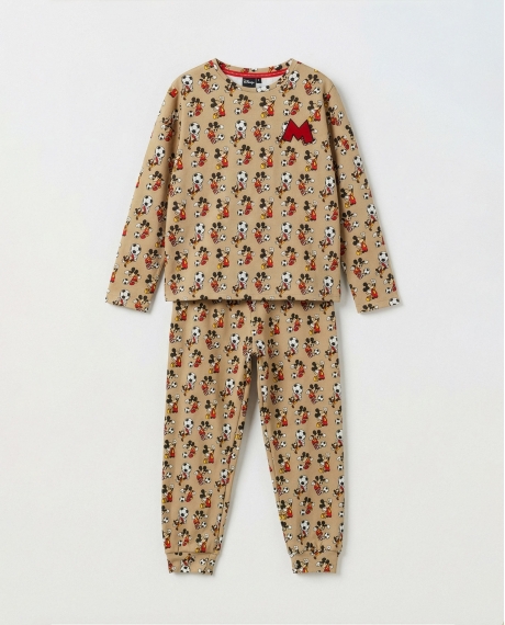 DISNEY Pijama Manga Larga Team Captain Estampado para Niño CAFE