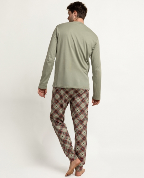 DISNEY Pijama Manga Larga Western para Hombre CAQUI 2
