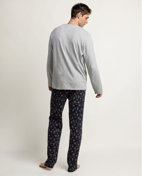 DISNEY Pijama Manga Larga American Classic para Hombre GRIS JASPE 2