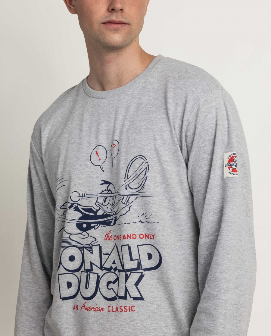 DISNEY Pijama Manga Larga American Classic para Hombre GRIS JASPE
