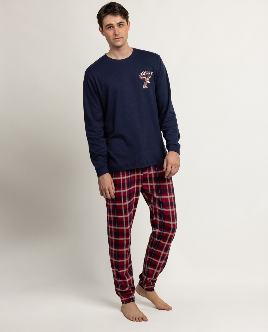 DISNEY Pijama Manga Larga Grumpy Navy para Hombre MARINO