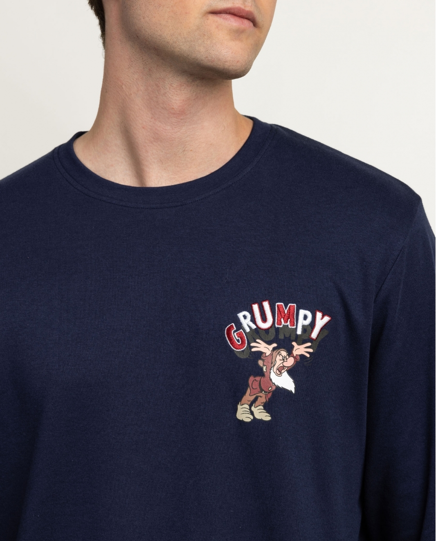 DISNEY Pijama Manga Larga Grumpy Navy para Hombre MARINO