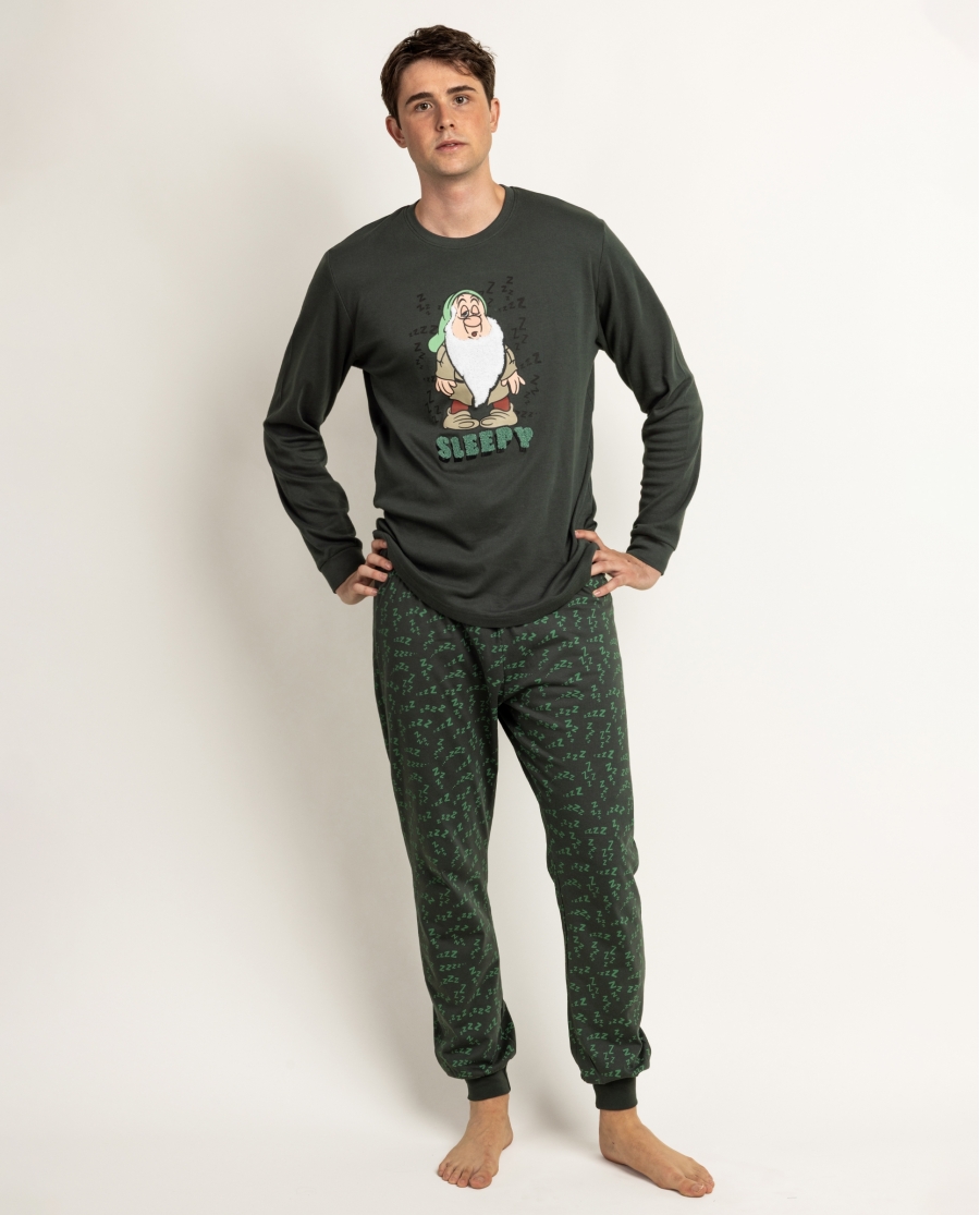 DISNEY Pijama Manga Larga Sleepy para Hombre VERDE