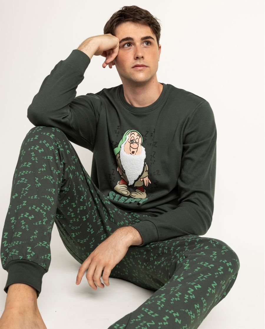 DISNEY Pijama Manga Larga Sleepy para Hombre VERDE