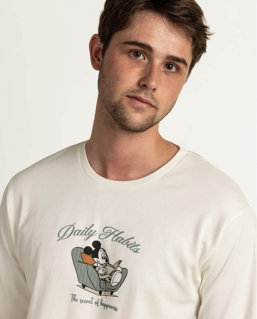 DISNEY Pijama Manga Larga Daily Habits para Hombre PIEDRA