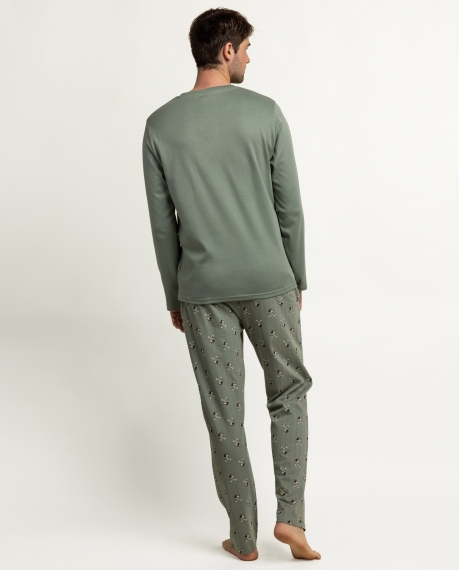 DISNEY Pijama Manga Larga Tapeta Daily Habits para Hombre VERDE 2