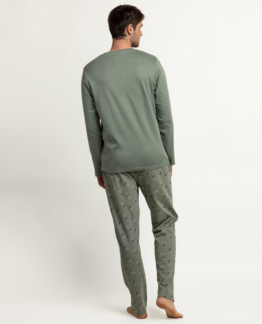 DISNEY Pijama Manga Larga Tapeta Daily Habits para Hombre VERDE