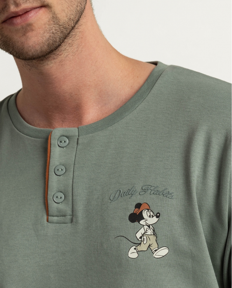 DISNEY Pijama Manga Larga Tapeta Daily Habits para Hombre VERDE