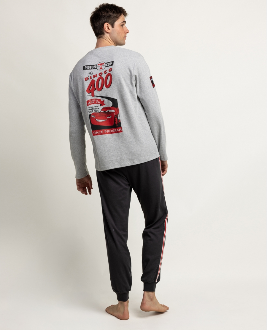 DISNEY CARS Pijama Manga Larga Piston Cup para Hombre GRIS JASPE