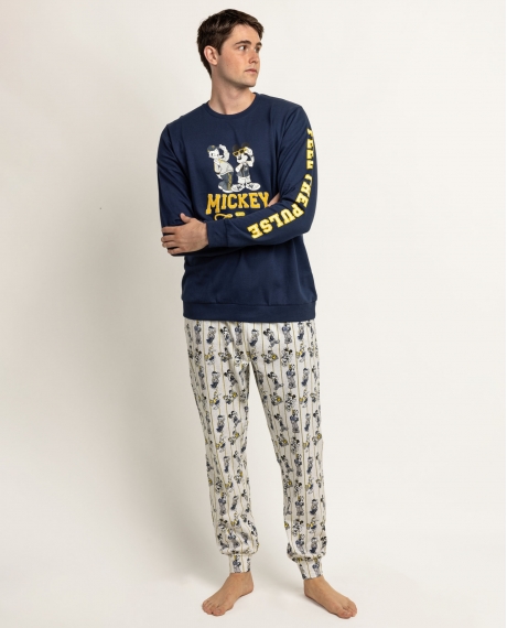DISNEY Pijama Manga Larga Varsity Squad para Hombre MARINO