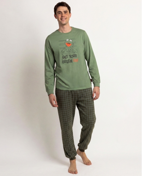 DISNEY MUPPETS Pijama Manga Larga Green On para Hombre CAQUI