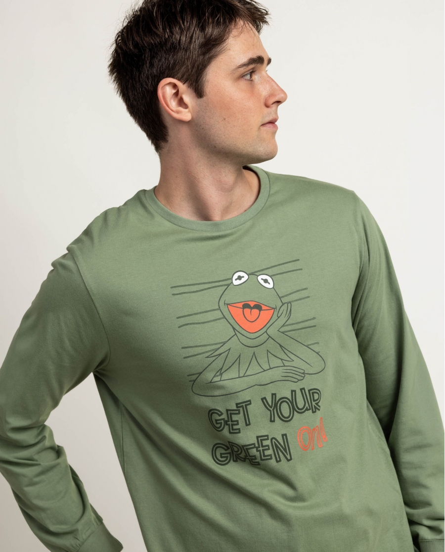DISNEY MUPPETS Pijama Manga Larga Green On para Hombre CAQUI