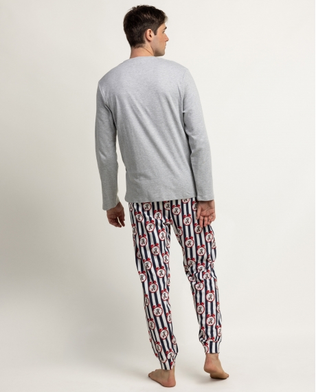 DISNEY Pijama Manga Larga It´S Time para Hombre GRIS JASPE 2