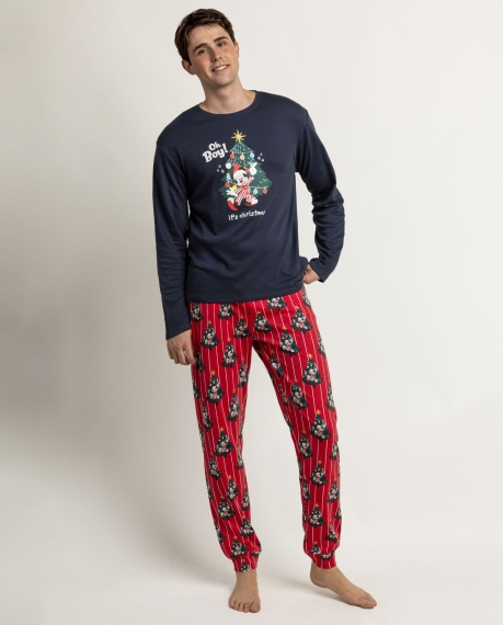 DISNEY Pijama Manga Larga Christmas Tree para Hombre MARINO