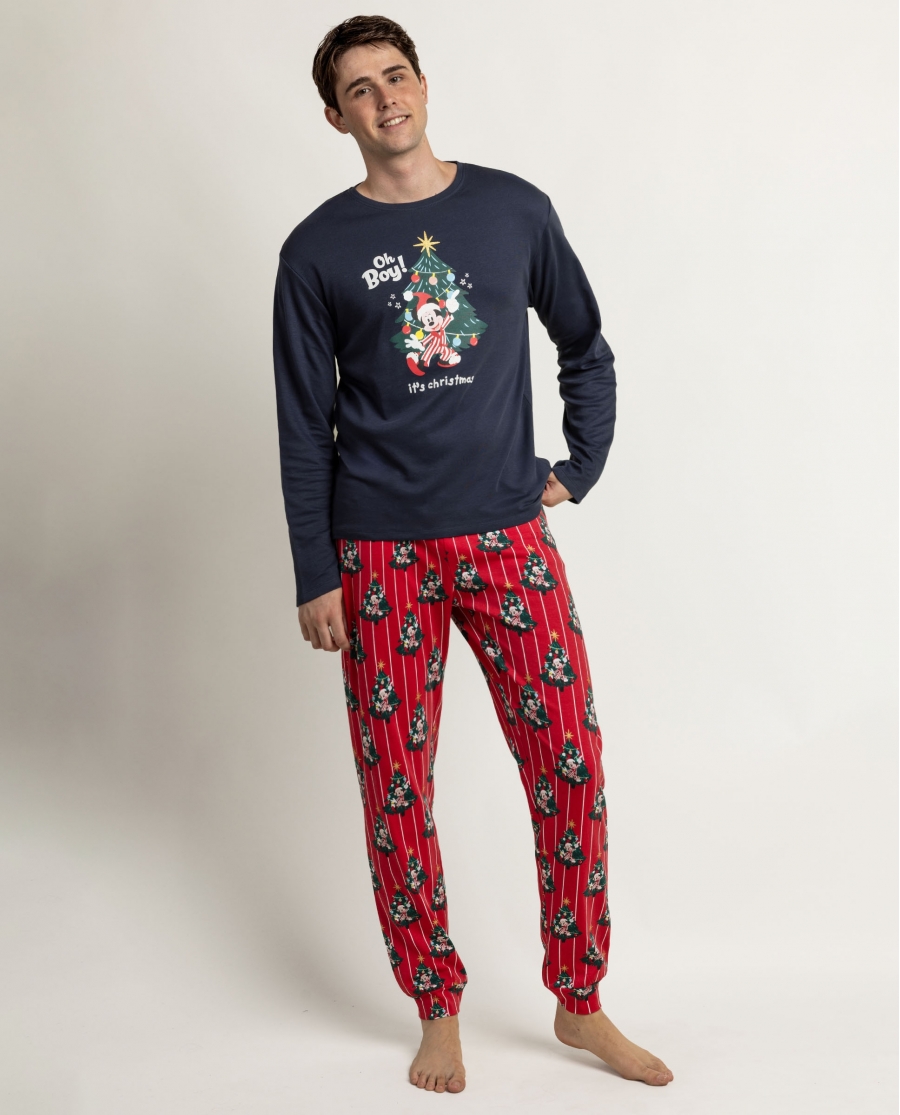 DISNEY Pijama Manga Larga Christmas Tree para Hombre MARINO