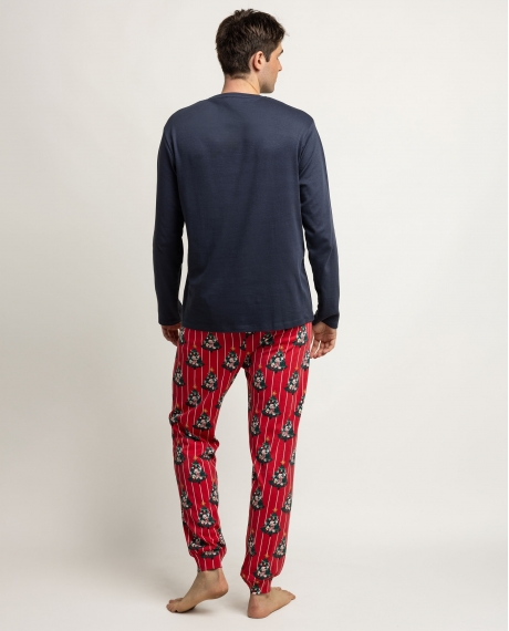 DISNEY Pijama Manga Larga Christmas Tree para Hombre MARINO 2