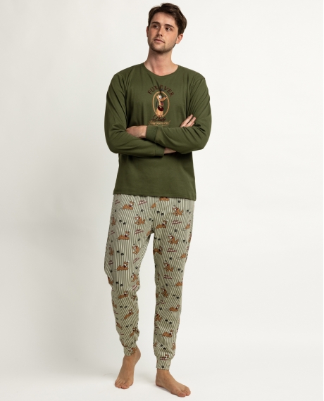 DISNEY Pijama Manga Larga Pluto Stay Pawsome para Hombre VERDE