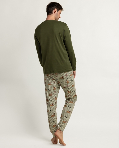DISNEY Pijama Manga Larga Pluto Stay Pawsome para Hombre VERDE 2