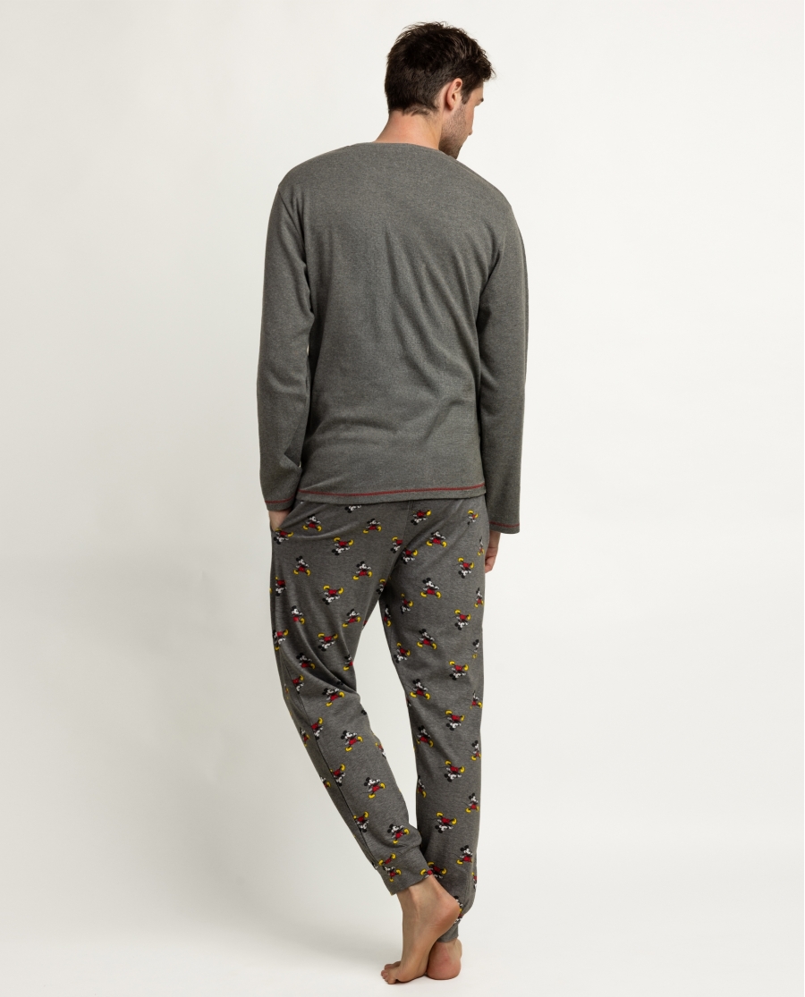 DISNEY Pijama Manga Larga Mickey Disney Studios para Hombre GRIS JASPE