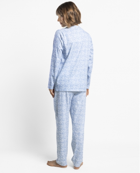ADMAS CLASSIC Pijama Abierto Manga Larga Classic Edition para Mujer AZUL 2