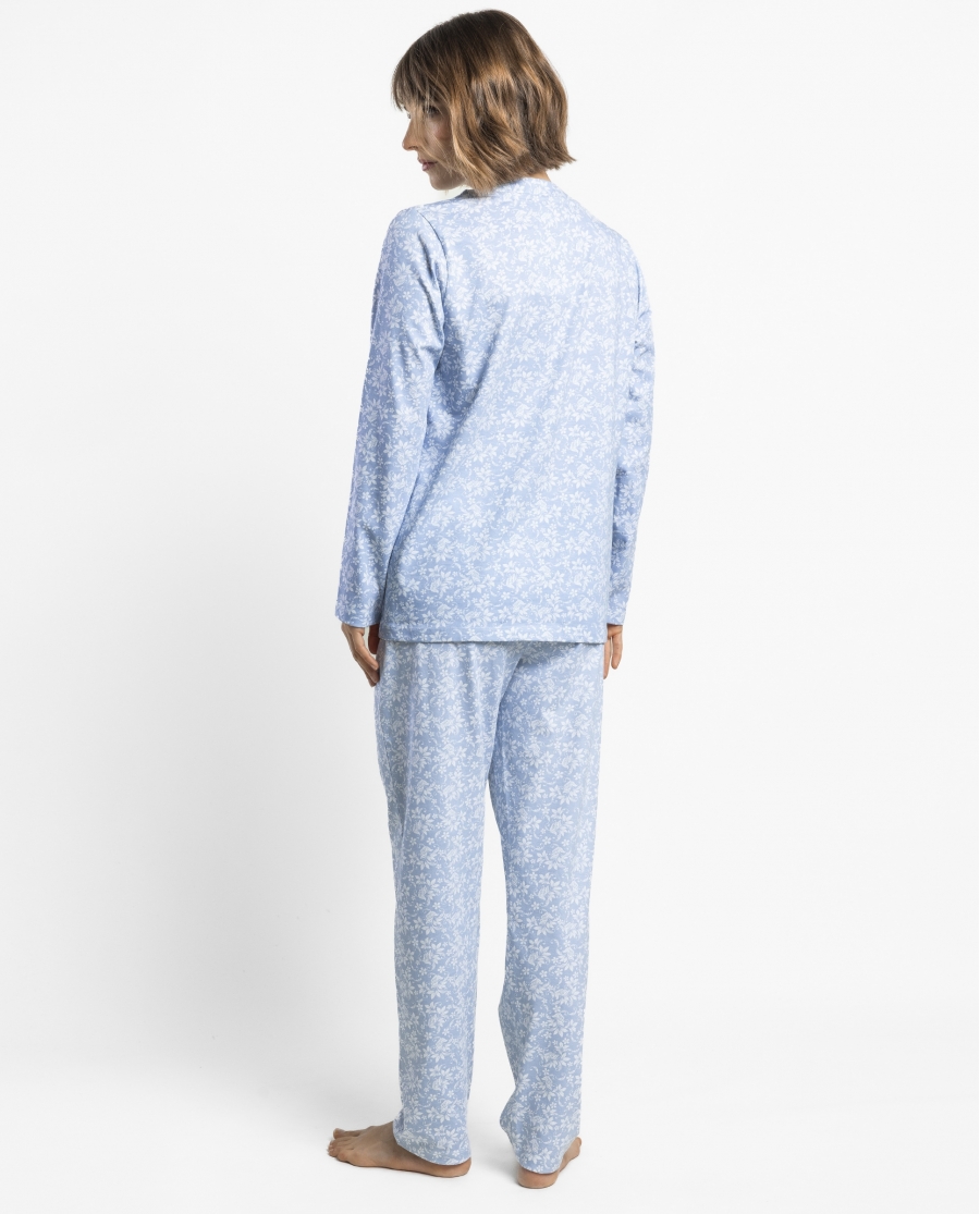 ADMAS CLASSIC Pijama Abierto Manga Larga Classic Edition para Mujer AZUL