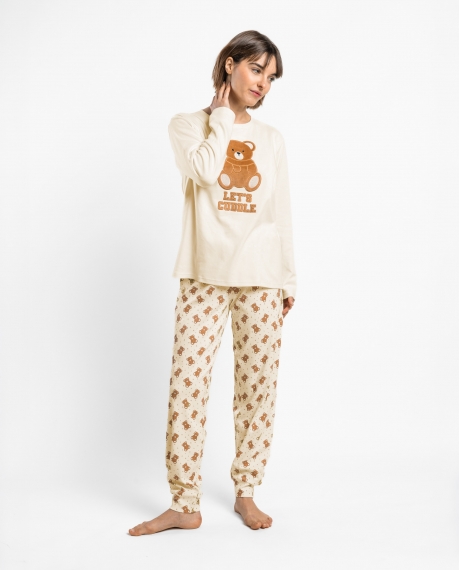 ADMAS Pijama Manga Larga Bear Hugs para Mujer CRUDO