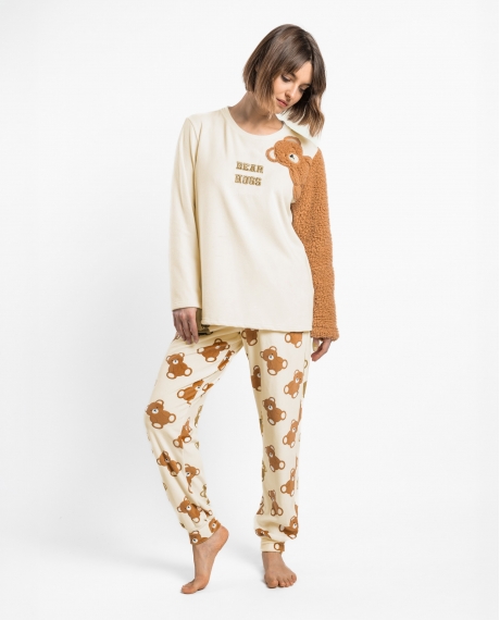 ADMAS Pijama Manga Larga Bear Hugs para Mujer CRUDO
