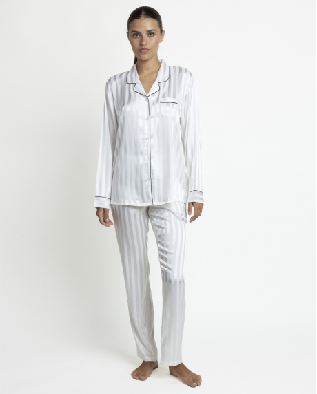 ADMAS Pijama Abierto Manga Larga Say Yes para Mujer BLANCO