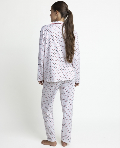 ADMAS Pijama Abierto Manga Larga Love Hearts para Mujer ROJO 2