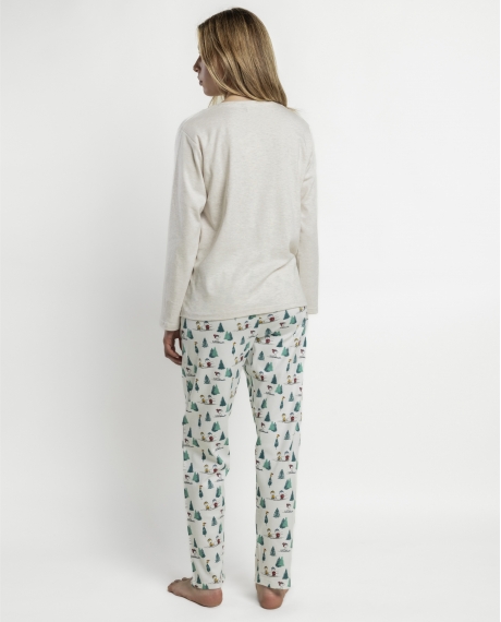 PEANUTS Pijama Manga Larga Snoopy Mountain para Mujer BEIGE 2