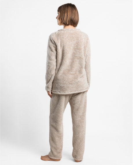 PEANUTS Pijama Calentito Manga Larga Snoopy Mountain para Mujer BEIGE 2