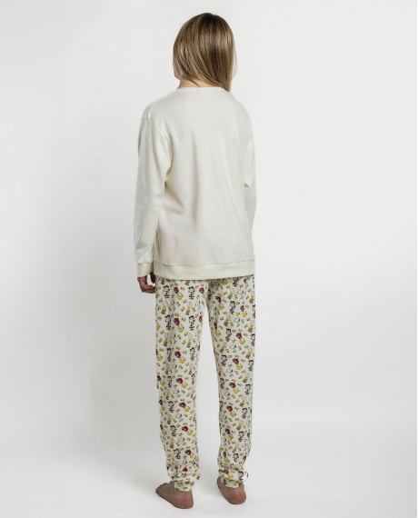PEANUTS Pijama Manga Larga Meet Up para Mujer CRUDO 2