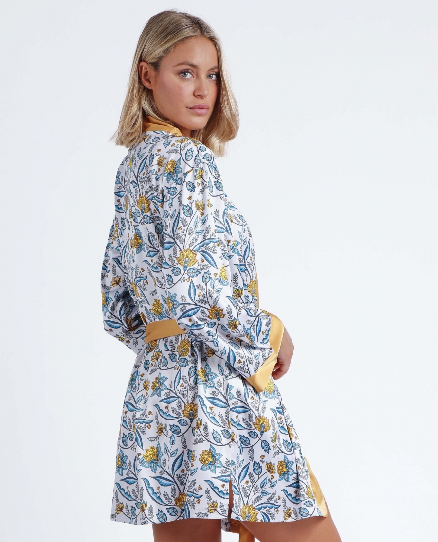 ADMAS GARDEN Bata Manga Larga Bright Jardin para Mujer MOSTAZA