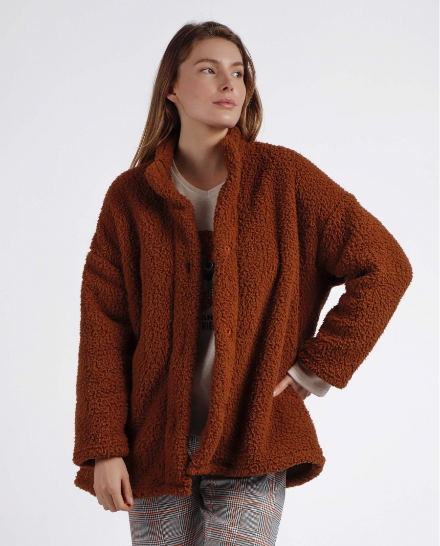 ADMAS Bata Manga Larga Calentita Puppy para Mujer CAMEL