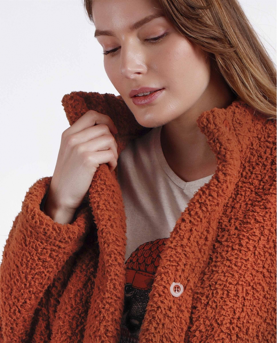 ADMAS Bata Manga Larga Calentita Puppy para Mujer CAMEL