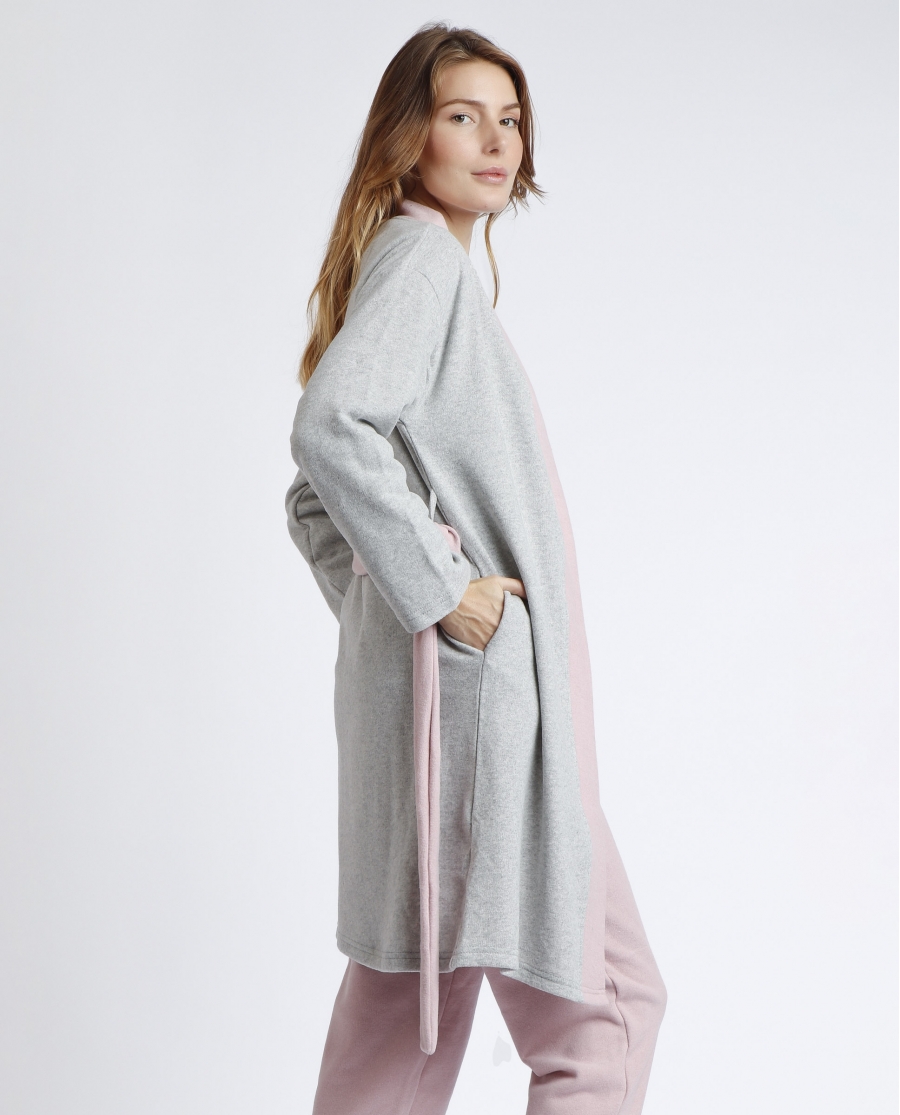 ADMAS Bata Manga Larga Sleep All Day para Mujer GRIS JASPE