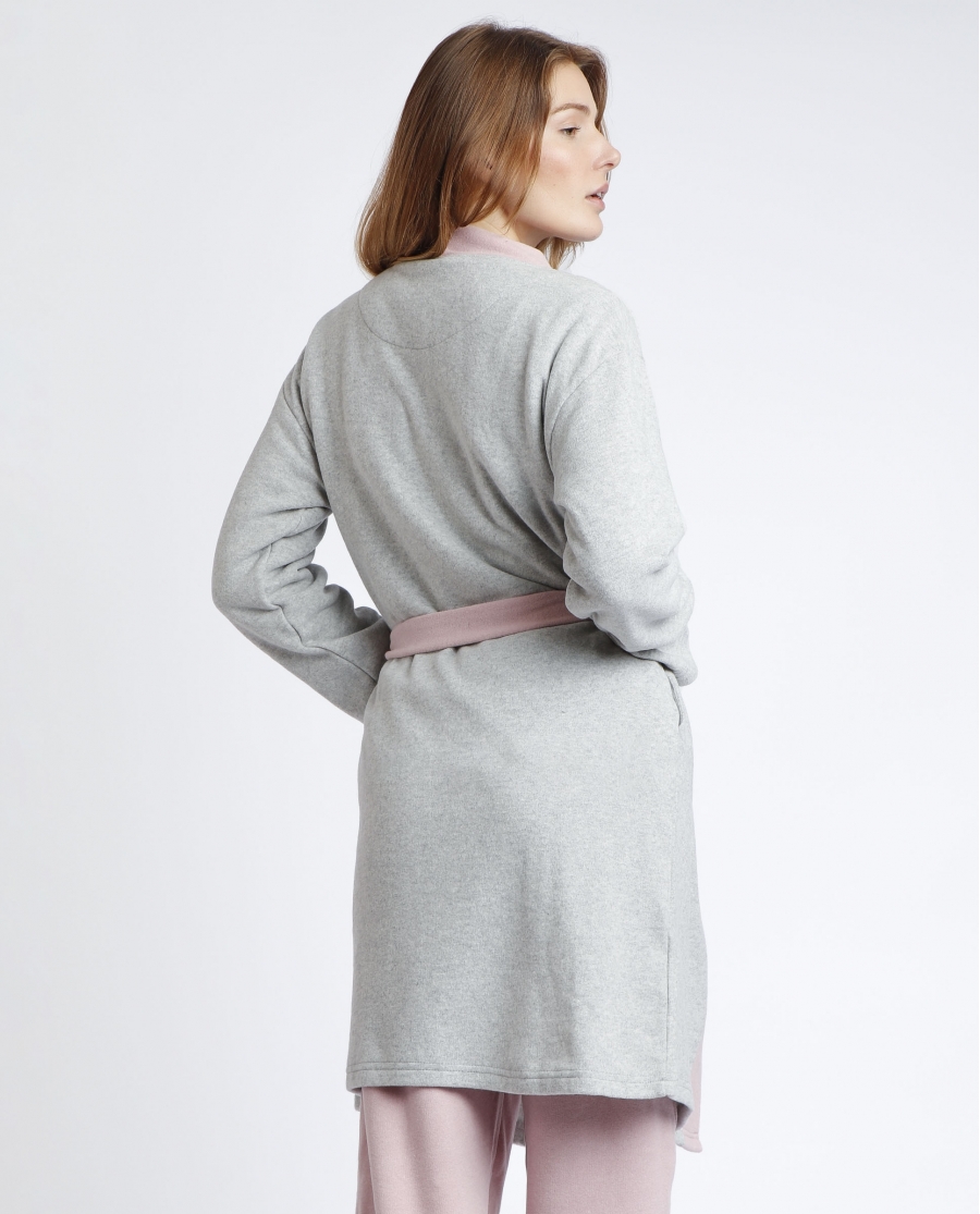ADMAS Bata Manga Larga Sleep All Day para Mujer GRIS JASPE