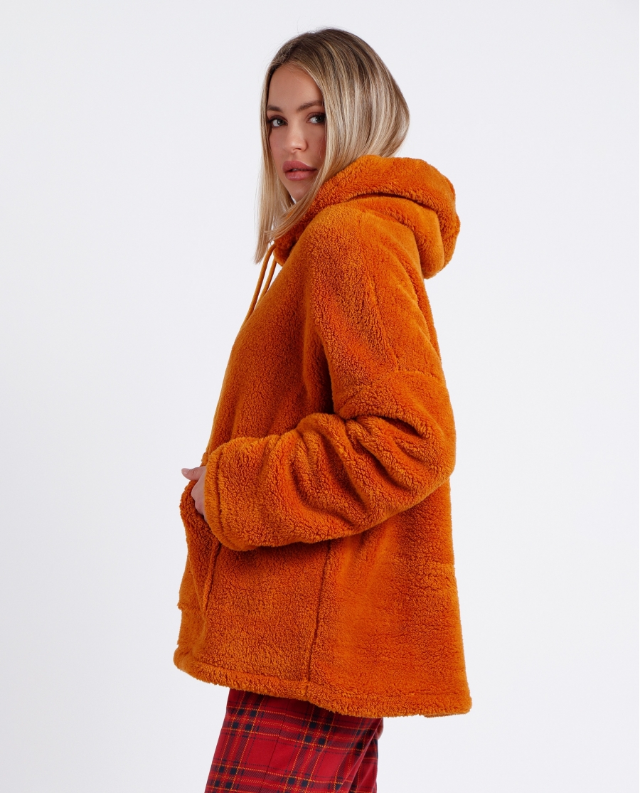 ADMAS Sudadera Manga Larga Calentita Corel Capucha para Mujer OCRE