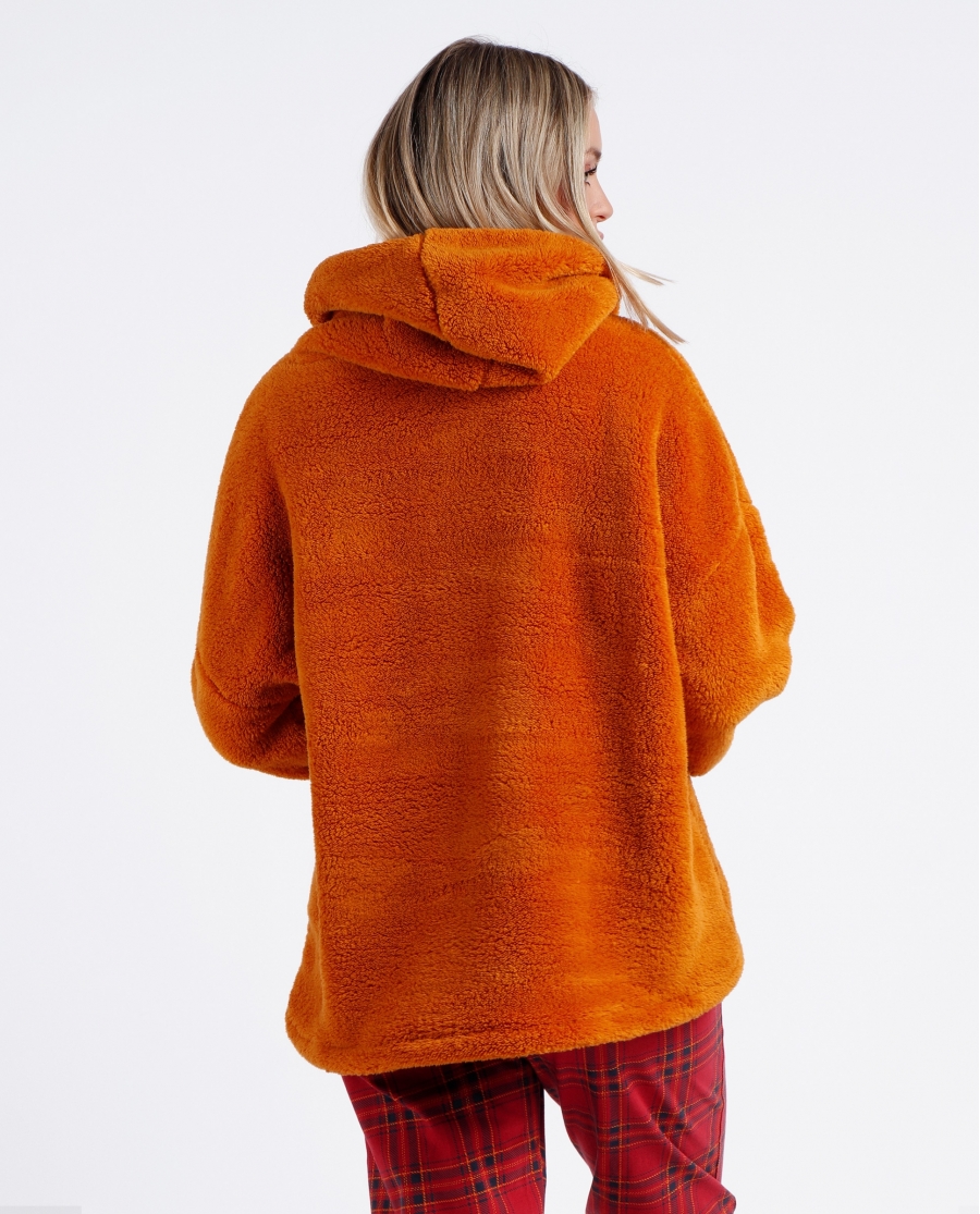 ADMAS Sudadera Manga Larga Calentita Corel Capucha para Mujer OCRE
