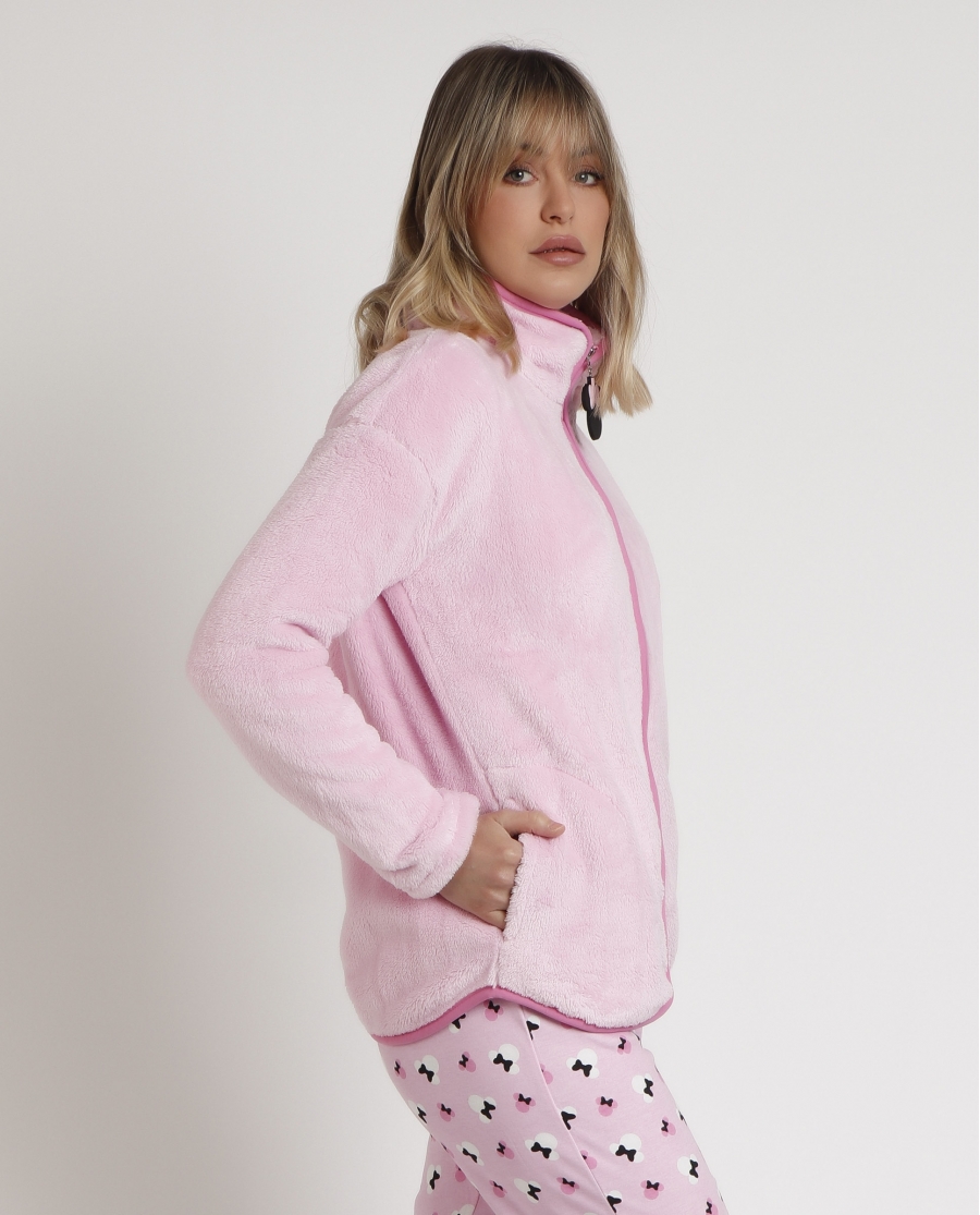 DISNEY Bata Manga Larga Calentita Minnie Chic para Mujer ROSA