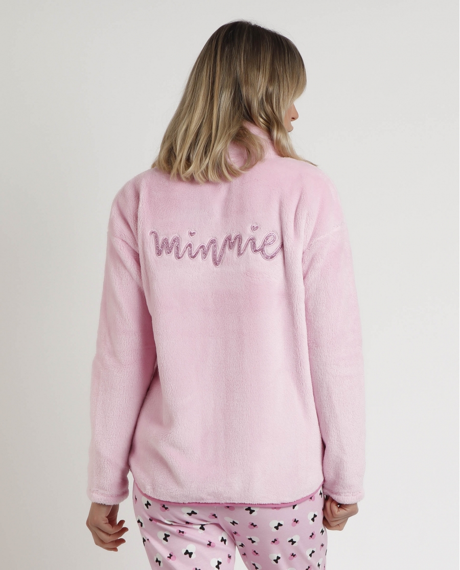 DISNEY Bata Manga Larga Calentita Minnie Chic para Mujer ROSA