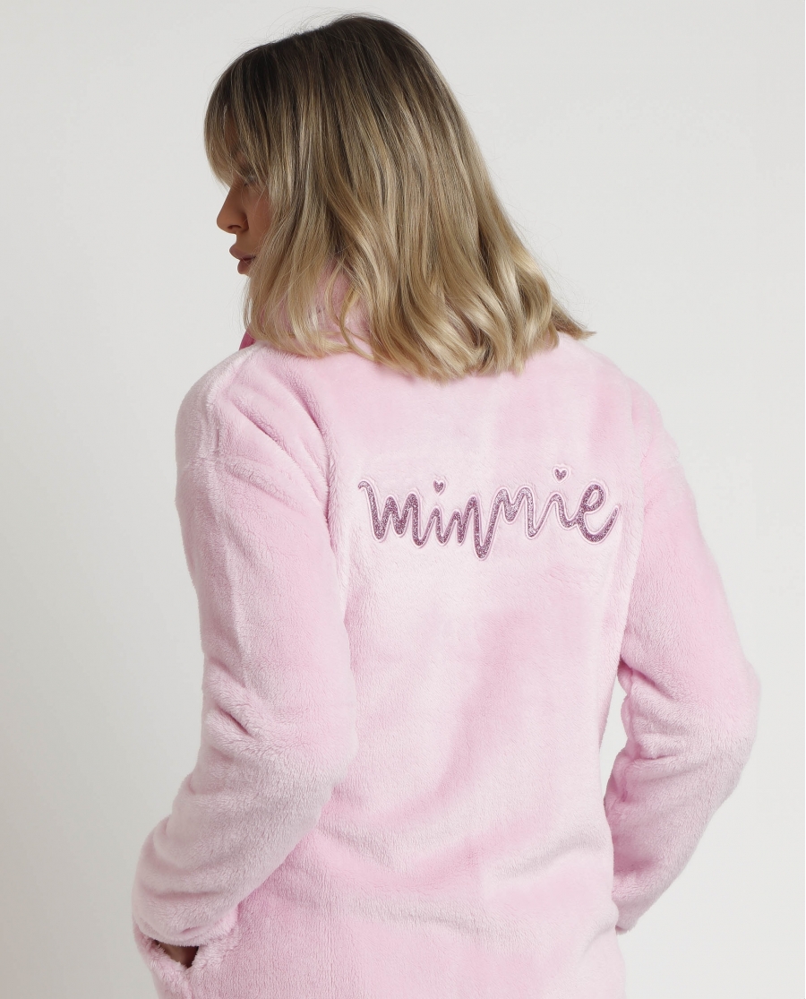 DISNEY Bata Manga Larga Calentita Minnie Chic para Mujer ROSA
