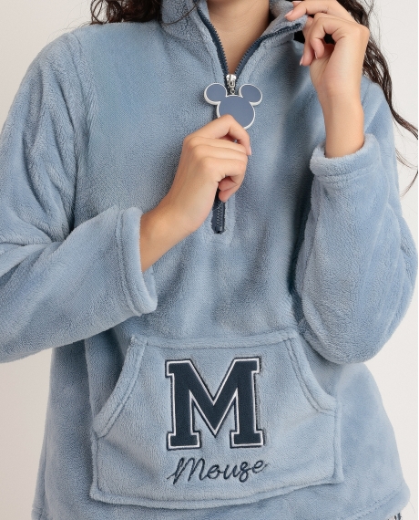 DISNEY Sudadera Manga Larga Calentita Mickey Jeans para Mujer AZUL 2