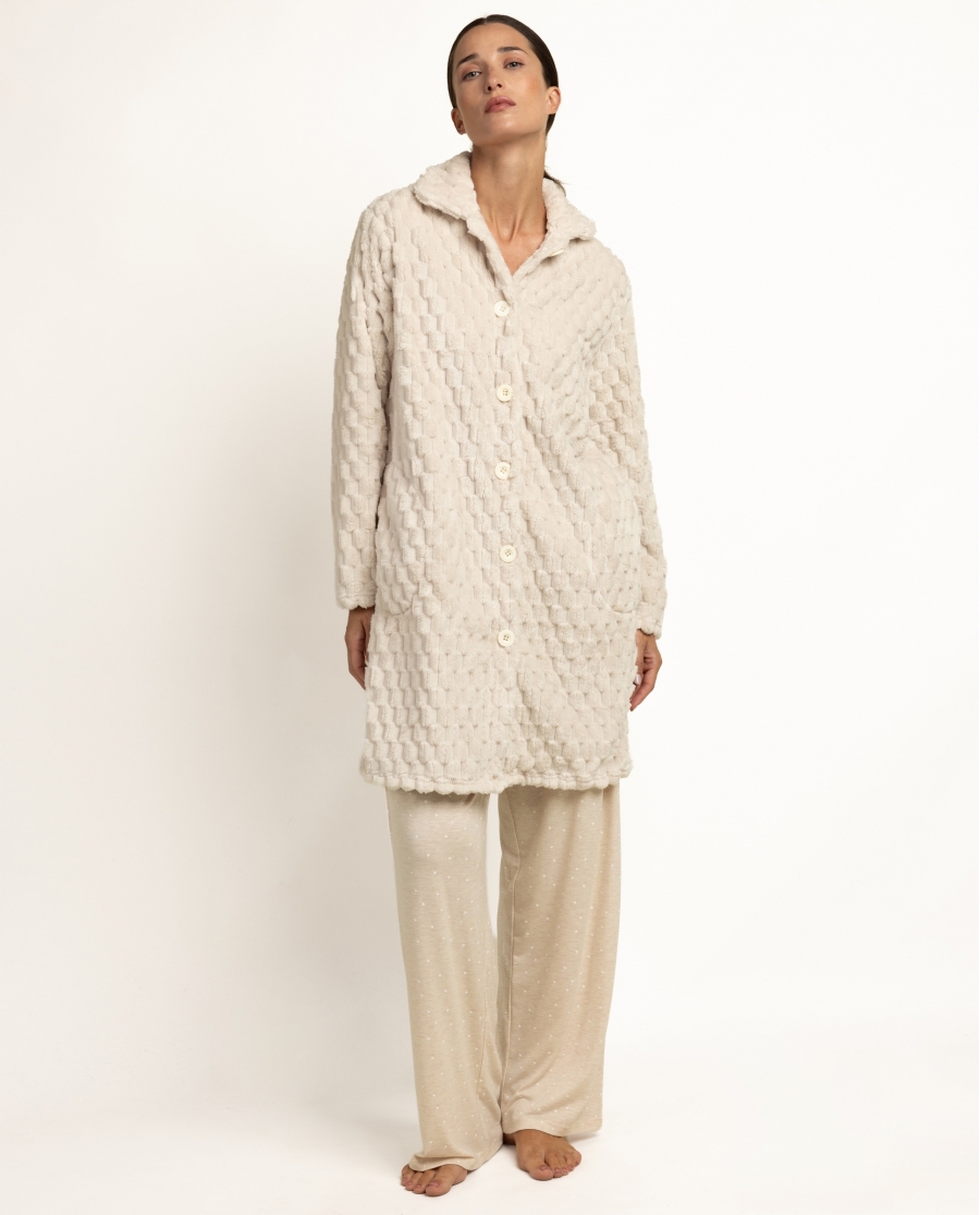 ADMAS CLASSIC Bata Manga Larga Calentita Soft Sleep para Mujer CAVA