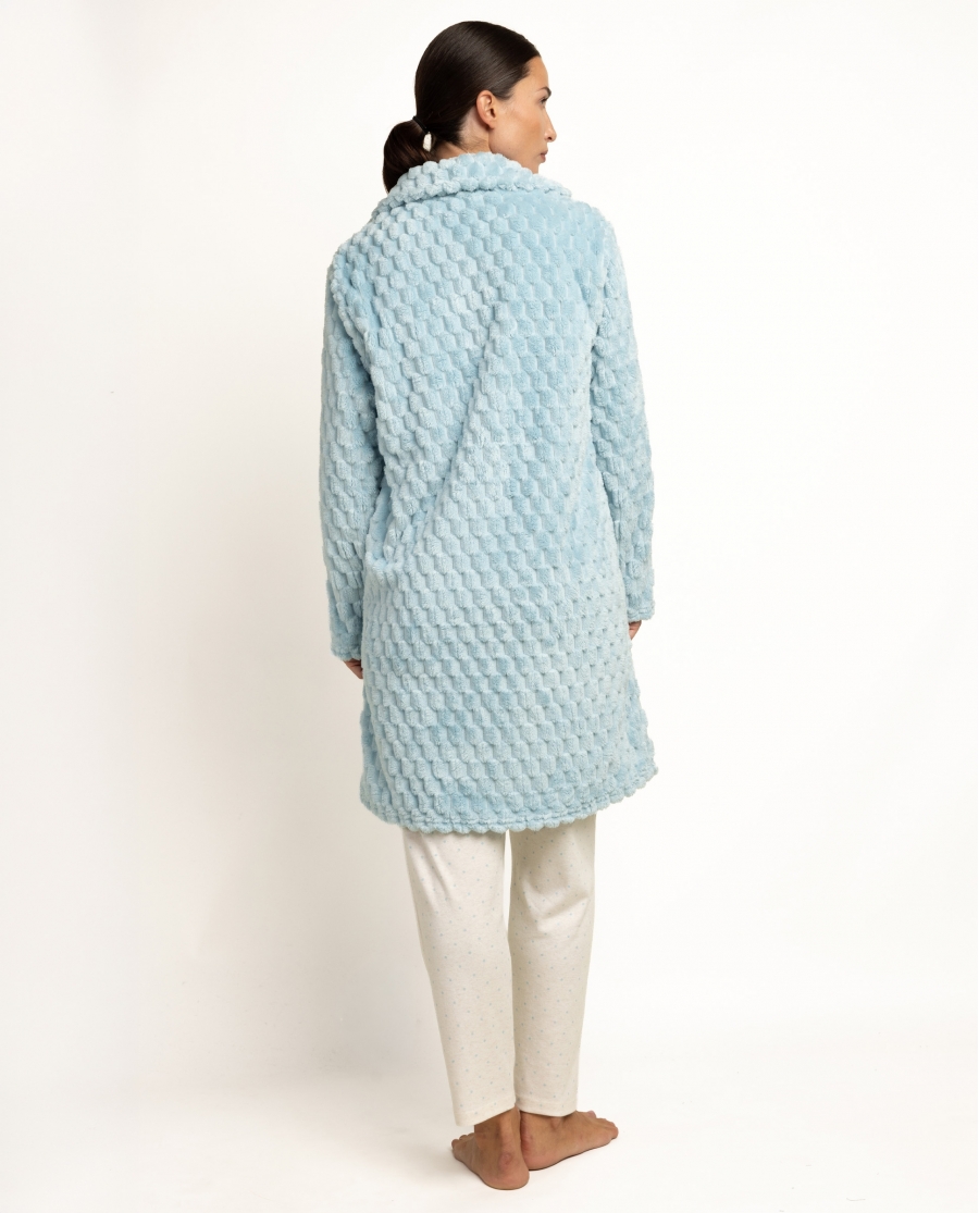 ADMAS CLASSIC Bata Manga Larga Calentita Soft Sleep para Mujer AZUL CLARO