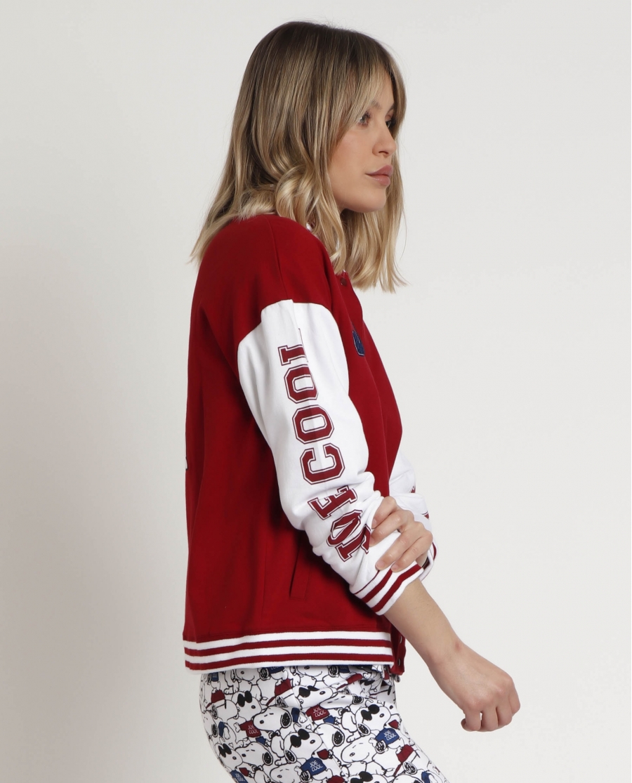 PEANUTS Chaqueta Manga Larga Calentita Snoopy Cool para Mujer BURDEOS