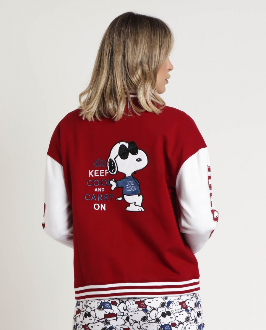 PEANUTS Chaqueta Manga Larga Calentita Snoopy Cool para Mujer BURDEOS