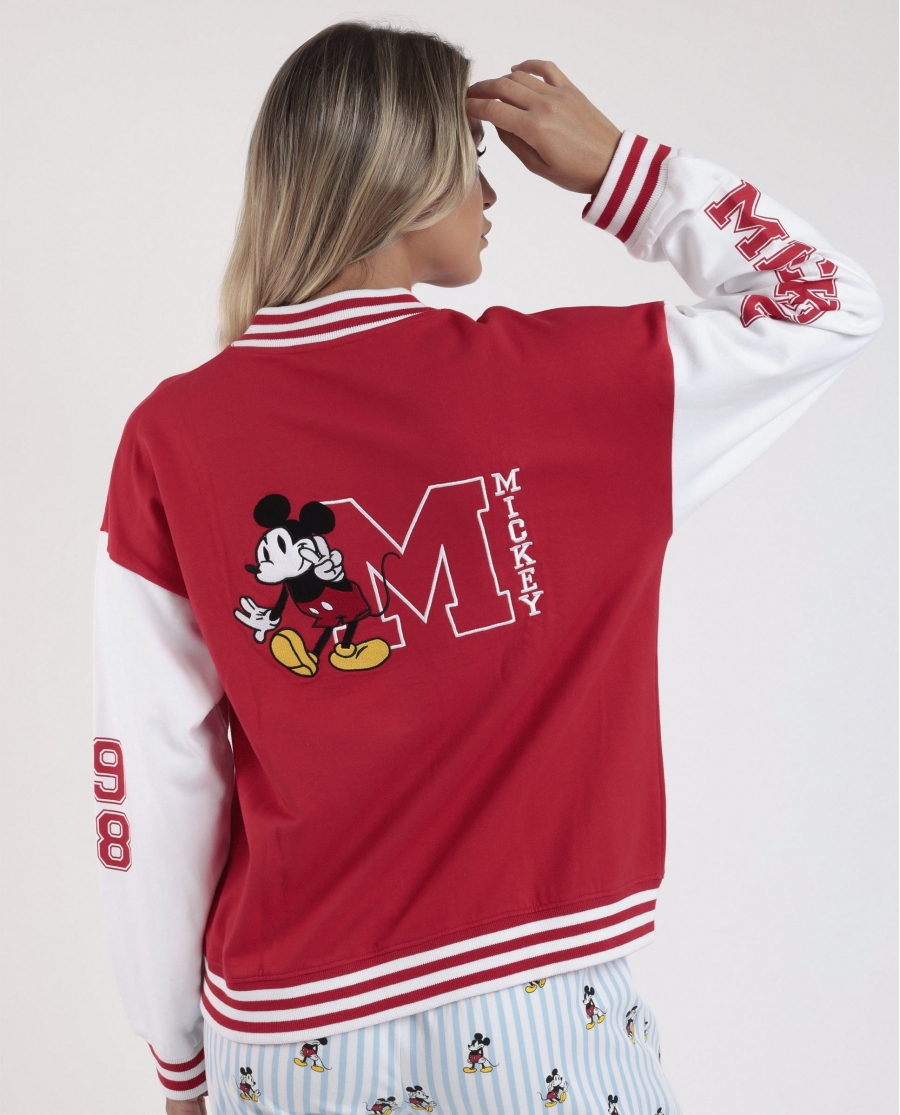DISNEY Chaqueta Manga Larga Calentita Mickey New York para Mujer ROJO