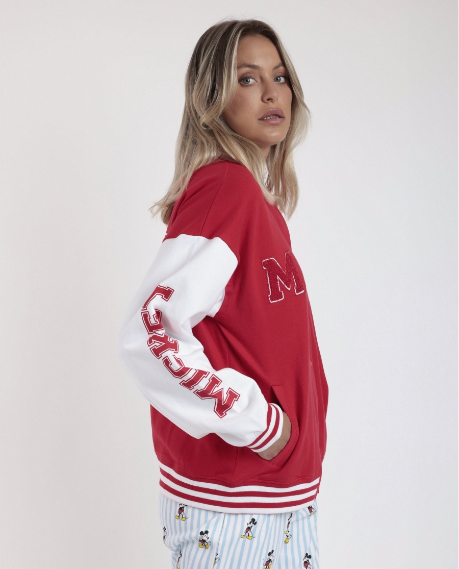 DISNEY Chaqueta Manga Larga Calentita Mickey New York para Mujer ROJO