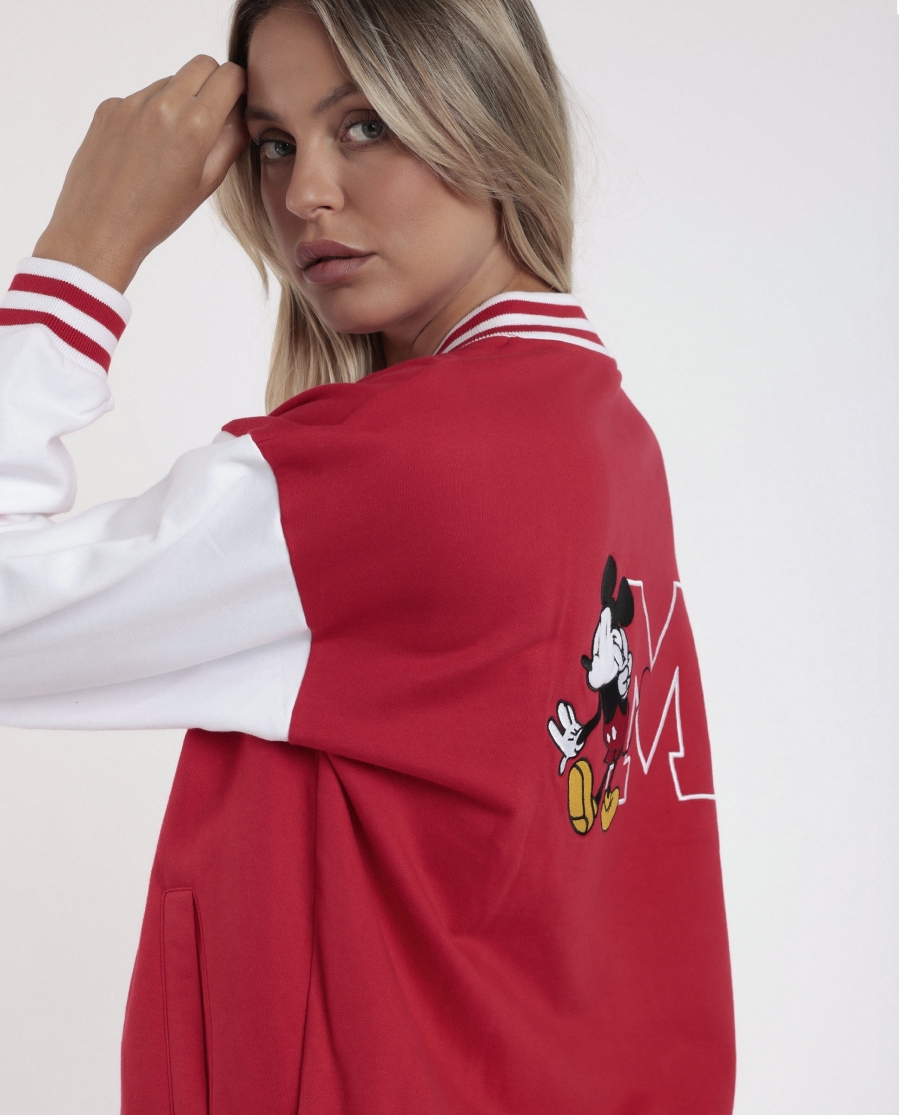 DISNEY Chaqueta Manga Larga Calentita Mickey New York para Mujer ROJO